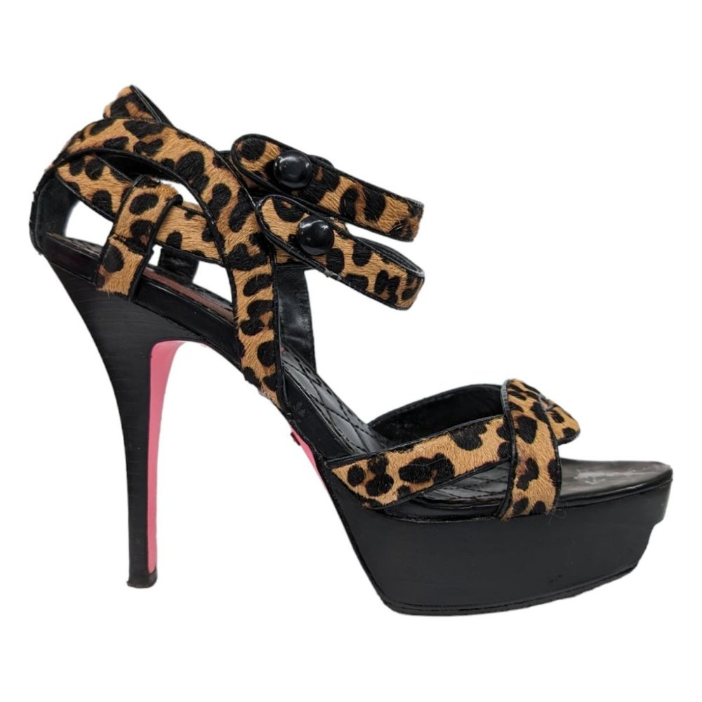 Betsey Johnson Caimile Platform Heels Womens Leopard Print Open Toe Size 7 - Picture 3 of 16